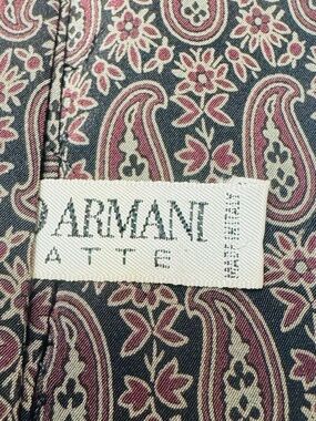 Armani Collezioni Paisley 100% Silk Tie in Black and Burgundy